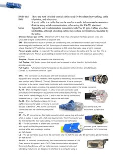 RG59 and 
RG6
These are both shielded coaxial cables used for broadband networking, cable 
television, and other uses.
Serial