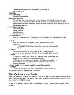 Sq4r Examples Understanding the SQ4R Study Method | PDF | Reading Comprehension ...