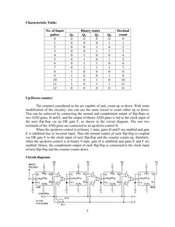 5 
 
Characteristic Table: 
 
 
 
 
 
 
 
 
 
 
 
 
 
 
 
 
 
 
Up-Down counter: 
 
 
The counters considered so far are capa