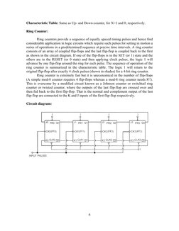 6 
 
Characteristic Table: Same as Up- and Down-counter, for X=1 and 0, respectively. 
 
Ring Counter: 
 
Ring counters provi