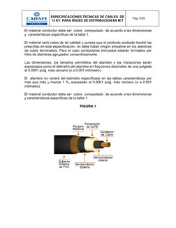 Pág. 5/20 
ESPECIFICACIONES TECNICAS DE CABLES  DE 
15 KV  PARA REDES DE DISTRIBUCION EN M.T 
 
 
 
El material conductor deb
