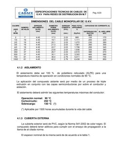 Pág. 6/20 
ESPECIFICACIONES TECNICAS DE CABLES  DE 
15 KV  PARA REDES DE DISTRIBUCION EN M.T 
 
 
 
DIMENSIONES  DEL CABLE MO