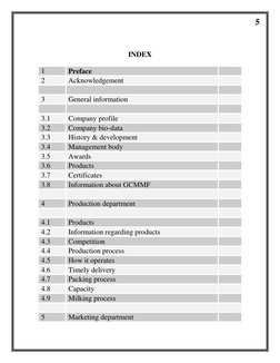 5 
 
 
INDEX 
 
1 
Preface 
 
2 
Acknowledgement 
 
 
 
 
3 
General information  
 
 
 
 
3.1 
Company profile 
 
3.2