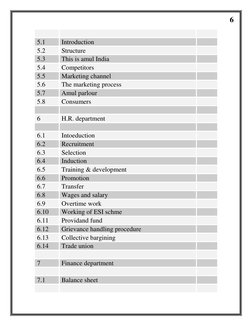 6 
 
 
 
5.1 
Introduction 
 
5.2 
Structure 
 
5.3 
This is amul India 
 
5.4 
Competitors 
 
5.5 
Marketing channel
