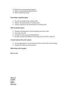 10. Skill of increasing pupil participation
11. Skill of recognizing attending behavior
12. Skill of achieving closure
Knowle