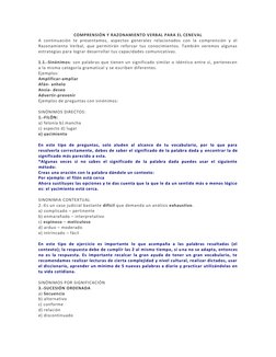 COMPRENSIÓN Y RAZONAMIENTO VERBAL PARA EL CENEVAL 
A continuación te presentamos, aspectos generales relacionados con la comp