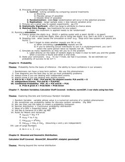 B. Principles of Experimental Design
1. Control:  lurking variables by comparing several treatments
a) Blocking
b) Placebo gr