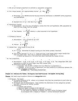 II. We use p
^
 (sample proportion) to estimate p (population proportion)
III. For a large sample, p
^
 is approximately norm