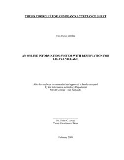 THESIS COORDINATOR AND DEAN’S ACCEPTANCE SHEET 
 
 
 
 
 
 
This Thesis entitled 
 
 
 
 
 
 
AN ONLINE INFORMATION SYSTEM WI