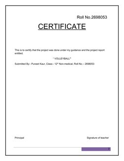 Roll No.2698053  
CERTIFICATE
This is to certify that the project was done under my guidance and the project report 
entitled