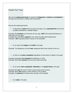 1 
 
Simple Past Tense 
 
 
We use the simple past tense for events that happened or started andcompleted in 
the past and th