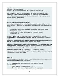 4 
 
Irregular verbs 
Affirmative – He stole her purse. 
Negative – He did not steal her purse. (NOT: He did not stole her pu
