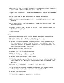 Narnia Script Narnia Play Script: Act 1 | PDF | Aslan | The Chronicles Of Narnia