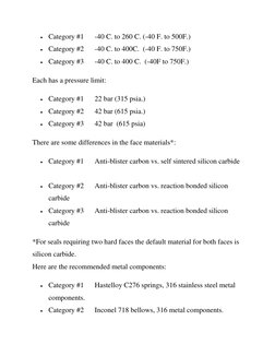  Category #1      -40 C. to 260 C. (-40 F. to 500F.) 
 Category #2      -40 C. to 400C.  (-40 F. to 750F.)       
 Categor