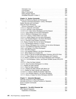 Information Line
 . . . . . . . . . . . . . . . . . . . . . . . . . . . . . . . . . . . 395
Line Numbers . . . . . . .