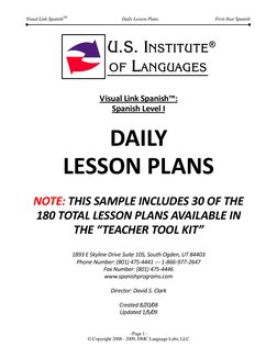 Visual Link SpanishTM 
Daily Lesson Plans 
First-Year Spanish 
 
 
 
 
- Page 1 - 
© Copyright 2008 - 2009, DMC Language Labs