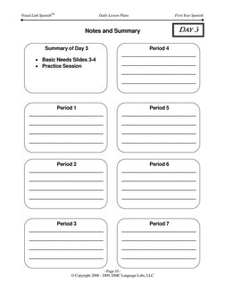D
Daayy  33  
Visual Link SpanishTM 
Daily Lesson Plans 
First-Year Spanish 
 
 
 
 
- Page 10 - 
© Copyright 2008 - 2009, DM