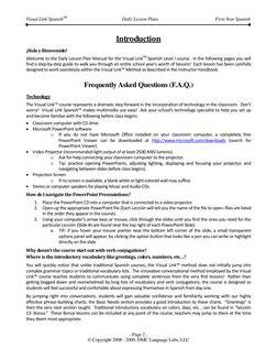 Visual Link SpanishTM 
Daily Lesson Plans 
First-Year Spanish 
 
 
 
 
- Page 2 - 
© Copyright 2008 - 2009, DMC Language Labs