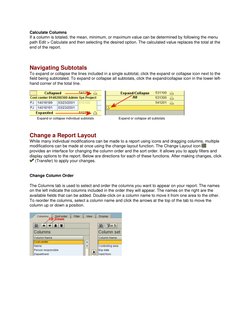 Calculate Columns 
If a column is totaled, the mean, minimum, or maximum value can be determined by following the menu 
path