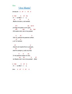 Otro 
“Ave María” 
 
Introducción:     G    G7    C     C0    G    
   
 
G   Em6          G      D7    Em        
 A----
