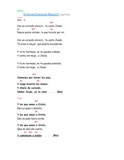 Otros 
“Con un Corazón Sincero” Hugo Oviedo 
Cumbia 
Intro:   G