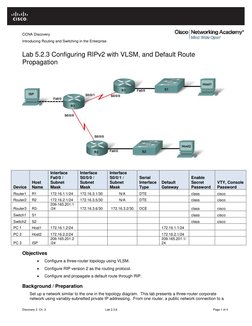 CCNA Discovery 
Introducing Routing and Switching in the Enterprise 
Lab 5.2.3 Configuring RIPv2 with VLSM, and Default Rou