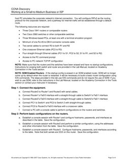 CCNA Discovery 
Working at a Small-to-Medium Business or ISP 
 
host PC simulates the corporate network’s Internet connection