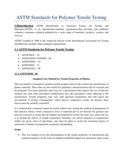 ASTM Standards for Polymer Tensile Testing 
1.0Introduction 
ASTM 
International 
or 
American 
Society 
for 
Testing 
and 
M