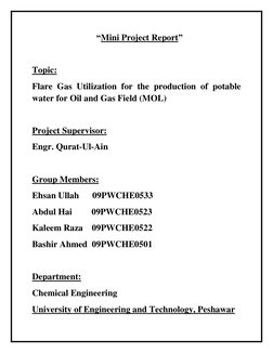 “Mini Project Report” 
 
Topic: 
Flare Gas Utilization for the production of potable 
water for Oil and Gas Field (MO
