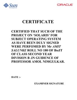 CERTIFICATE
CERTIFIED THAT SUCH OF THE 
PROJECT ON ‘SO