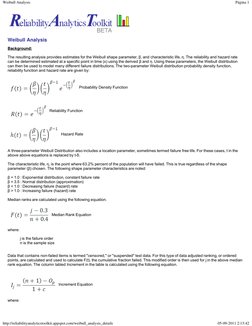Página 1
Weibull Analysis
05-09-2011 2:13:42
http://reliabilityanalyticstoolkit.appspot.com/weibull_analysis_details
Weibull