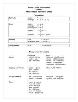 Math Reference Sheet Hsc