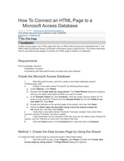 Connect HTML to Access Database | PDF | Microsoft Access | Hyperlink