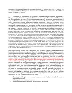2 
 
Component 3: Institutional Capacity Development [Total US$ 9.7 million – IDA US$ 5.9 million]; (iv) 
and Component 4: Pr