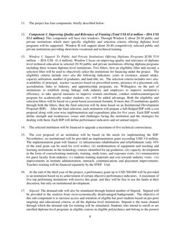 4 
 
11. 
The project has four components, briefly described below: 
 
12. 
Component 1: Improving Quality and Relevance of T