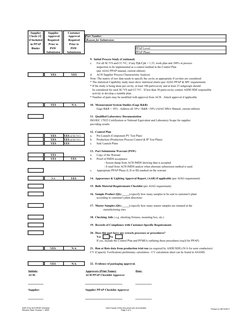 SQF-013a ACH PPAP Checklist
Revision Date: October 1, 2008
Hard Copies of this Document are Uncontrolled
Page 2 of 3
Printed