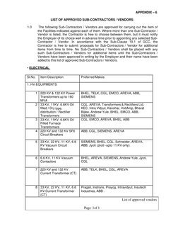 Approved Vendor List for Electrical Equipment | PDF
