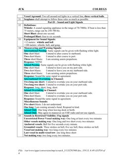JCK
COLREGS
Vessel Aground: Two all around red lights in a vertical line, three vertical balls.
31
Seaplanes shall attempt to