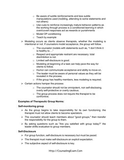 Http://CounselingExam.Com 
o Be aware of subtle reinforcements and less subtle 
manipulations used (nodding, attending to som