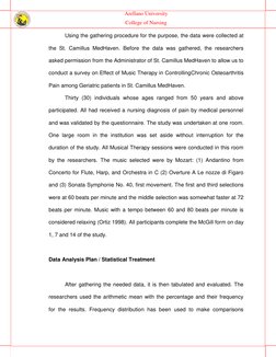 Arellano University  
College of Nursing 
 
 
Using the gathering procedure for the purpose, the data were collected at 
the