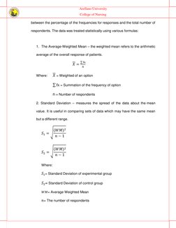 Arellano University  
College of Nursing 
 
between the percentage of the frequencies for responses and the total number of