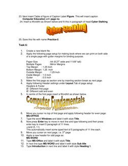 23. Next insert Table of figure of Caption Label Figure. This will insert caption 
Computer Education with page no. 
24. Inse