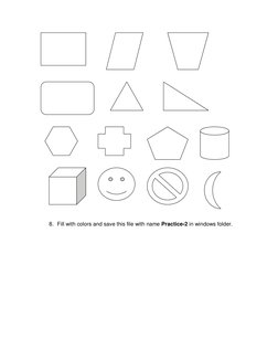 8. Fill with colors and save this file with name Practice-2 in wi