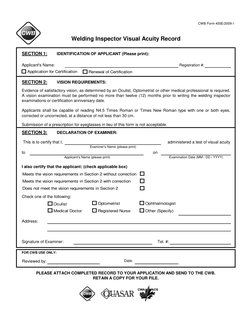 CWB Visual Acuity Certification Form | PDF | Optometry | Visual Acuity