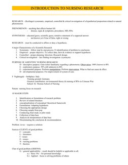 Introduction to Nursing Research Basics | PDF | Hypothesis | Sampling ...