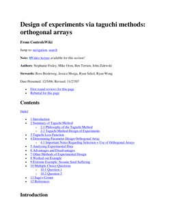Ortogonal Taguchi Array Taguchi Method: Orthogonal Arrays Explained | PDF | Design Of ...