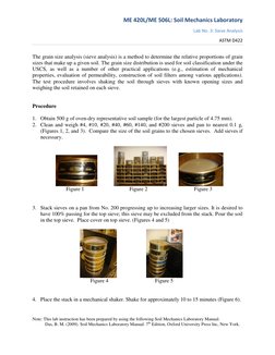 ME 420L/ME 506L: Soil Mechanics Laboratory                       
Lab No. 3: Sieve Analysis 
ASTM D422 
 
Note: This lab inst
