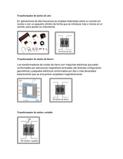 Transformador de núcleo de aire 
En aplicaciones de alta frecuencia se emplean bobinados sobre un carrete sin 
núcleo o con u