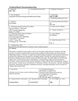 Technical Report Documentation Page 
1.  Report No. 
SSC - 452 
2.  Government Accession No. 
 
3.  Recipient’s Catalog No.