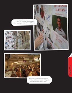 immersive
A wall of missing notices by the loved ones of
   bird flu and quarantine victims in 02016.
Participants in an expe